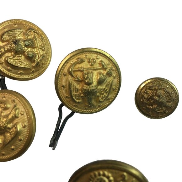 Waterbury Military Uniform Brass Buttons WWII Era Lot 8 Pieces Vintage u - Picture 4 of 8